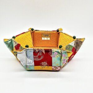 Home Art Silk Brocade Patchwork Hexagonal Foldable Box